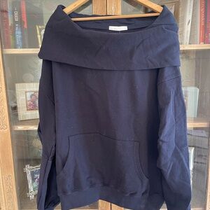 OAK + FORT Navy Slouchy Oversized Hoodie